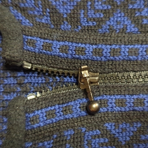 Nordic Wool Cardigan By Kootenay Canadian Rockies Zip Up navy Scandi Girl Sz S - Picture 3 of 10